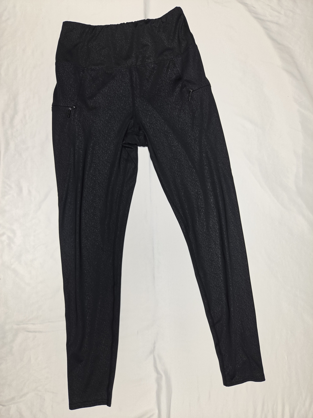 Tahari Sport High Waisted Textured Pattern Leggings Zipper Pockets Size S